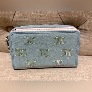 Juicy Couture Light Blue Wallet with Rhinestone Logo